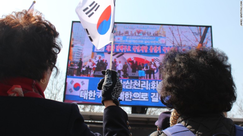 Supporters of South Korean President Park Geun-hye said they were worried her impeachment would hurt the country&#39;s security.