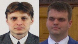 Accused hackers Igor Sushchin, left, and Dmitry  Dokuchaev are officers of the Russian Federal Security Service. 