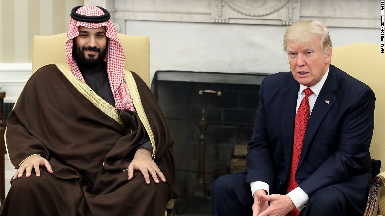 US President Donald Trump meets with Mohammed bin Salman, Deputy Crown Prince and Minister of Defense of the Kingdom of Saudi Arabia, in the Oval Office at the White House on March 14, 2017 in Washington, DC. 