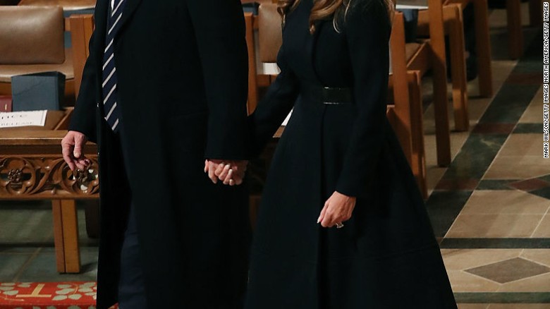 PresidentDonald Trump attends the National Prayer Services with his wife first lady Melania Trump, at the National Cathedral, on January 21, 2017 in Washington, DC.