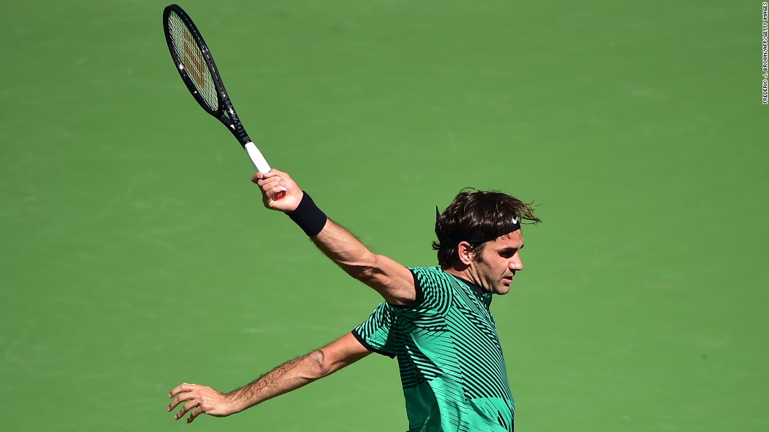 Roger Federer follows through on a backhand during a semifinal match at the BNP Paribas Open on Saturday, March 8. Federer &lt;a href=&quot;http://www.cnn.com/2017/03/20/tennis/roger-federer-stan-wawrinka-indian-wells/&quot; target=&quot;_blank&quot;&gt;went on to win the tournament,&lt;/a&gt; his fifth title at Indian Wells.