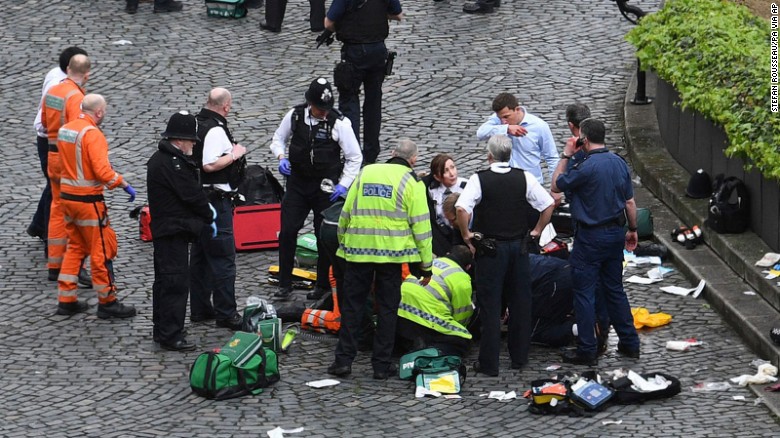 Emergency services at the scene of the attack. 