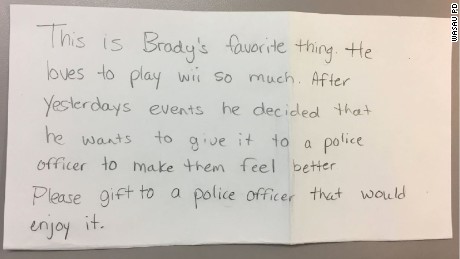 The Wausau Police Department in Wisconsin posted this letter, which accompanied Brady&#39;s gift.