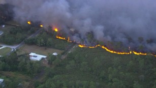 Aerial view of brush fire in Polk County, Florida on April 21, 2017.