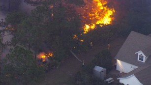 Aerial view of brush fire in Polk County, Florida on April 21, 2017.