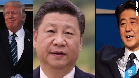 Trump talks North Korea with Xi and Abe