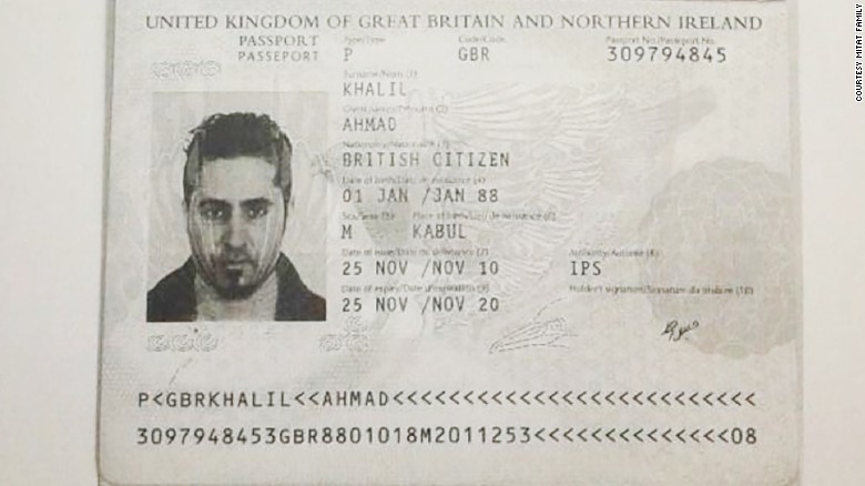 A certified copy of Ahmed Khalil&#39;s passport shows his birthplace as Kabul in Afghanistan.