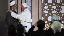 Pope Francis greets Sheikh Ahmed el-Tayeb, the Grand Imam of the Al-Azhar mosque in Cairo on Friday, April 28. The Pope is on <a href="http://www.cnn.com/2017/04/28/africa/egypt-pope-visit/" target="_blank">a two-day trip to Egypt</a> to forge Muslim-Christian brotherhood and show solidarity with the country's persecuted Coptic Christian minority.
