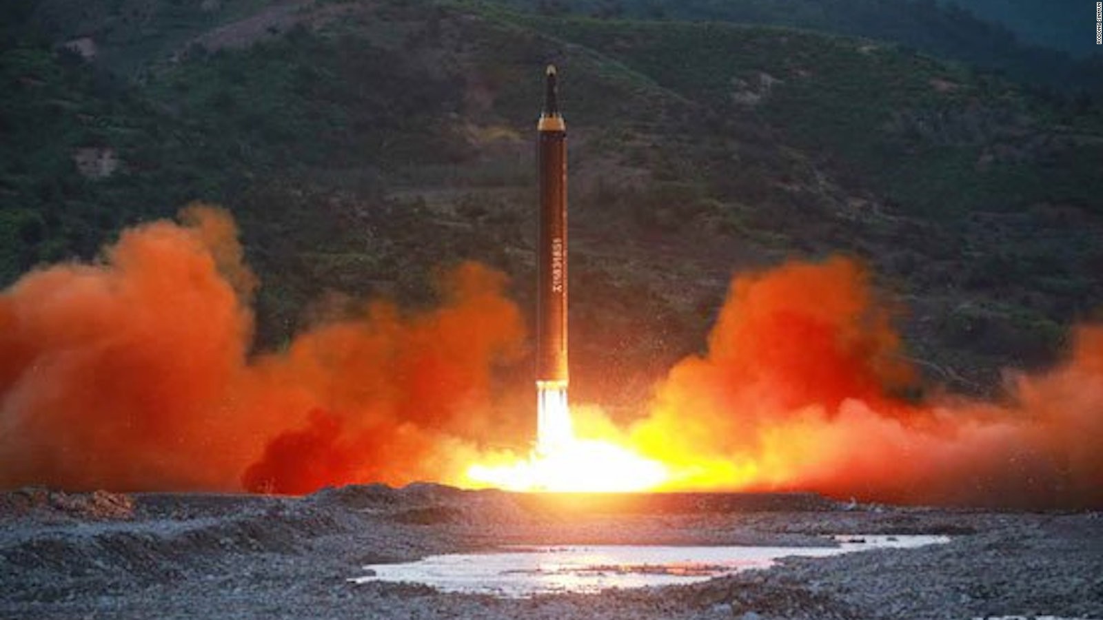 An image from North Korean state media Rodong Sinmun shows Sunday's missile launch.