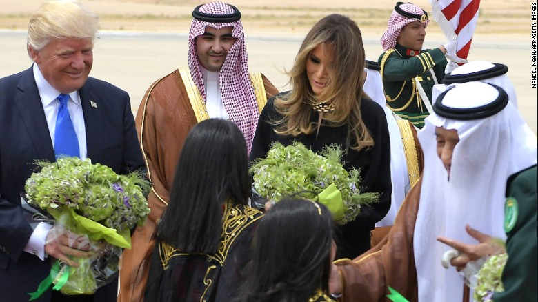 Like past US first ladies visiting Saudi Arabia, Melania Trump did not cover her hair in the local custom. 