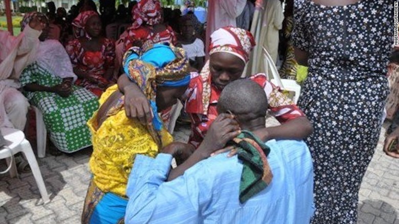 Freed Chibok girls reunited with families