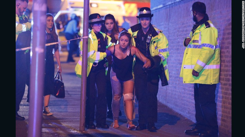 Police help someone in Manchester, England, after &lt;a href=&quot;http://www.cnn.com/2017/05/22/europe/manchester-arena-incident/index.html&quot; target=&quot;_blank&quot;&gt;an explosion at an Ariana Grande concert&lt;/a&gt; on Monday, May 22. Greater Manchester Police confirmed that at least 19 people were killed and about 50 were injured in what is being treated as a &quot;terrorist incident until police know otherwise.&quot; 