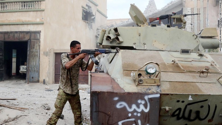 Libyan Government of National Accord forces attack ISIS militants in Sirte, Libya. 
