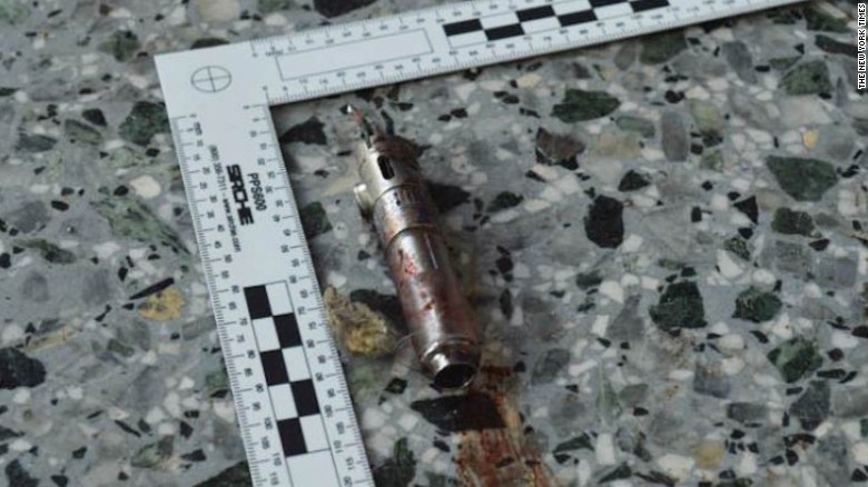 An images published by The New York Times which shows a possible switch which was found in the suspect&#39;s left hand.
