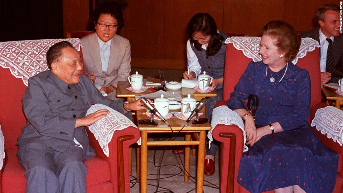 Thatcher and Chinese paramount leader Deng Xiaoping in Beijing&#39;s Great Hall of the People in September 1982.