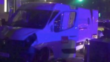 The white van used in the attack is seen near London Bridge.