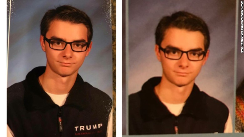 Junior Wyatt Dobrovich-Fago&#39;s high school yearbook photo also was altered.
