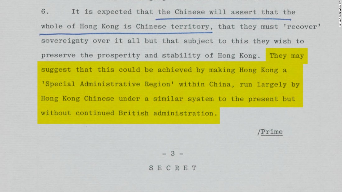 As early as 1982, establishing Hong Kong as a Chinese &#39;Special Administrative Region,&#39; as it is today, was being discussed. Original image altered for clarity. 