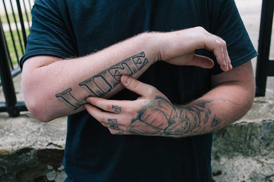 A heroin user shows off his tattoos in McPherson Square Park. &quot;A lot of these people are good people,&quot; he said of fellow users. &quot;They&#39;re just stuck making bad choices. If they could, if they were offered any help, they&#39;d take it. We are literally stuck.&quot;