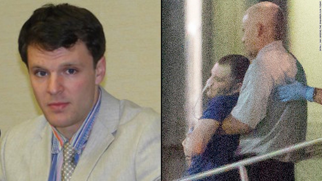 An American college student detained for two months in North Korea gave an emotional press conference Monday. June 13, 2017; Cincinnati, OH, USA; Otto Warmbier, a 22-year-old college student detained and imprisoned in North Korea is carried off of an airplane at Lunken Airport in Cincinnati. Warmbier has reportedly been in a coma for the past 15 months. Mandatory credit: Sam Greene/The Enquirer via USA TODAY NETWORK *** Please Use Credit from Credit Field ** 