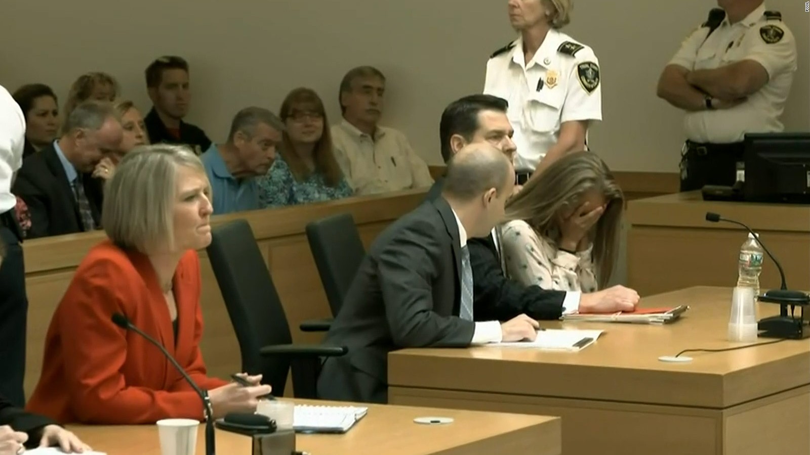 Michelle Carter reacts as the judge explains his rationale for his guilty finding in her manslaughter case.