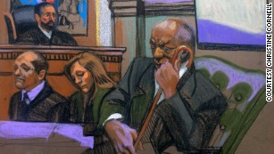 In this sketch , Cosby sits in court in his aggravated indecent assault trial. 