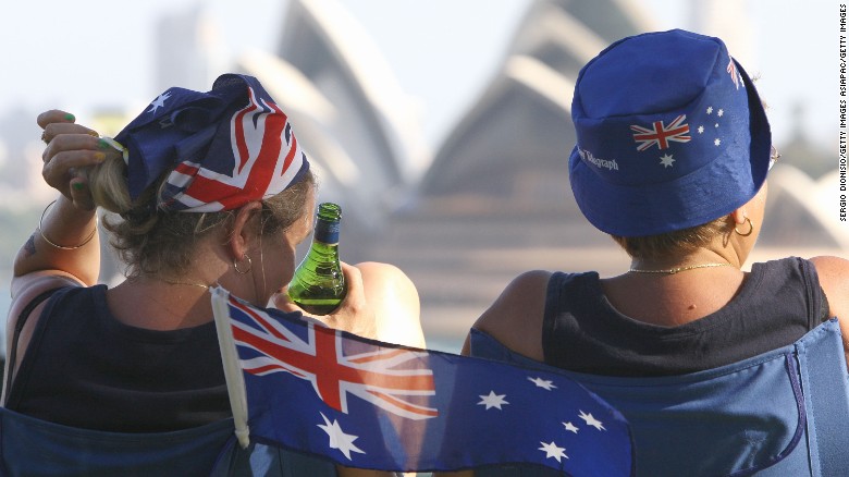 Two women enjoy a view of Sydney&#39;s Opera house as part of celebrations for Australia Day on January 26, 2011.