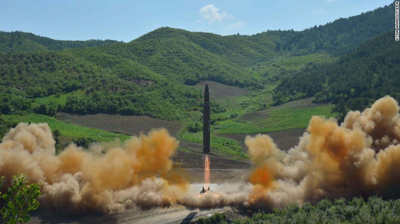 A photo from the North Korean Central News Agency (KCNA) purports to show the missile launch.