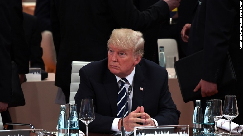US President Donald Trump waits ahead a working session on the first day of the G20 summit in Hamburg, northern Germany, on July 7, 2017. Leaders of the world&#39;s top economies gather from July 7 to 8, 2017 in Germany for likely the stormiest G20 summit in years, with disagreements ranging from wars to climate change and global trade. / AFP PHOTO / Patrik STOLLARZ (Photo credit should read PATRIK STOLLARZ/AFP/Getty Images)
