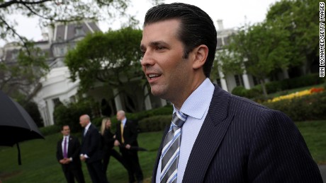 Donald Trump Jr. talks with reporters during the 139th Easter Egg Roll on the South Lawn of the White House April 17, 2017 in Washington, DC. 