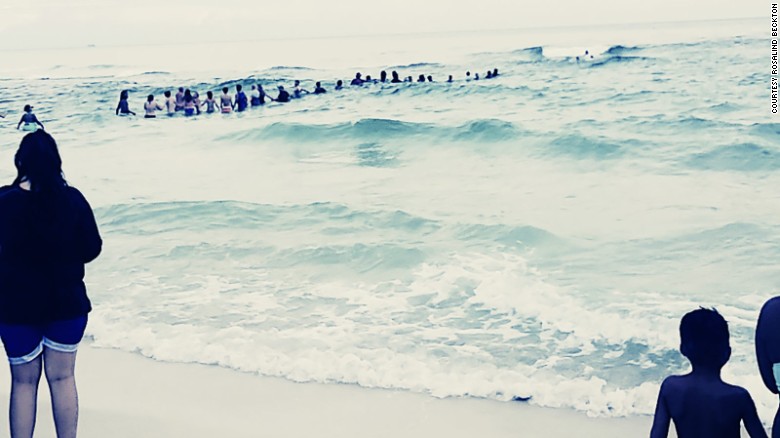 Image result for 80-Person Chain Formed To Save Family Stuck In Rip Current