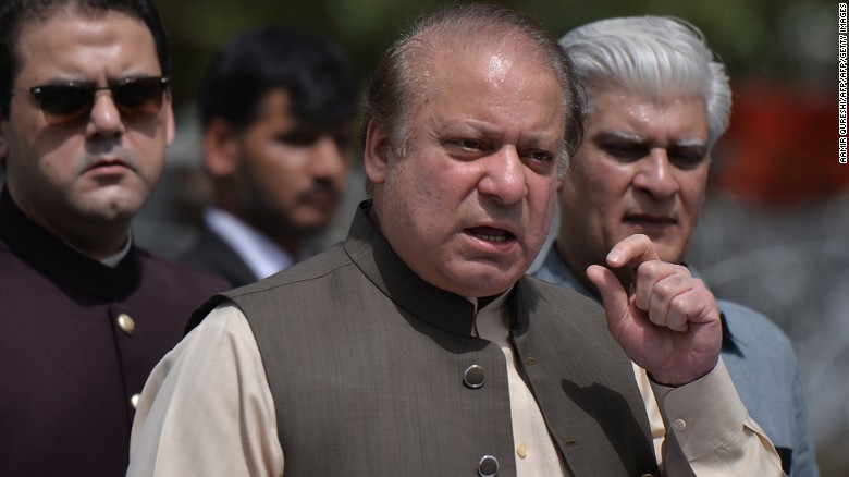 Sharif (C) is expected to vacate the Prime Minister's residence on Friday. 