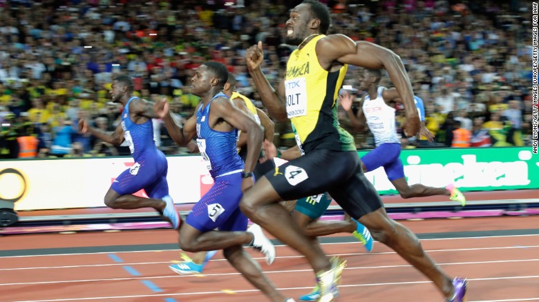 Usain Bolt, Justin Gatlin dip for the line 