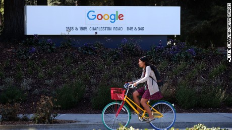 MOUNTAIN VIEW, CA - SEPTEMBER 02: The new Google logo is displayed on a sign outside of the Google headquarters on September 2, 2015 in Mountain View, California. Google has made the most dramatic change to their logo since 1999 and have replaced their signature serif font with a new typeface called Product Sans. (Photo by Justin Sullivan/Getty Images)