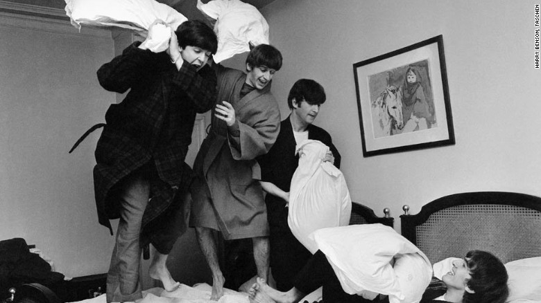 &quot;They weren&#39;t keen at first,&quot; writes photographer Harry Benson of when he put the idea for this photo to the Beatles. &quot;John said it would make them look childish, then he hit Paul in the back of the head with the pillow and it went from there.&quot; 