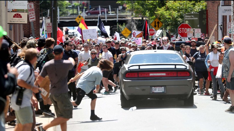 Ryan Kelly captured this image of a car barreling toward a crowd in Charlottesville on Saturday. 