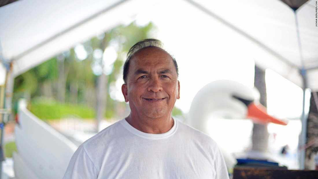 Edwin Cruz, 59, works on Guam&#39;s Tumon Beach.