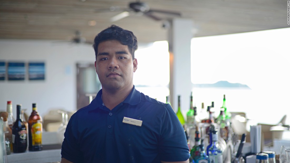 Marino John, 24, a bartender in Guam.