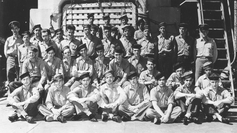 Part of the crew of the USS Indianapolis prior to its sinking in July 1945.