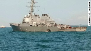 US Navy destroyer collides with ship