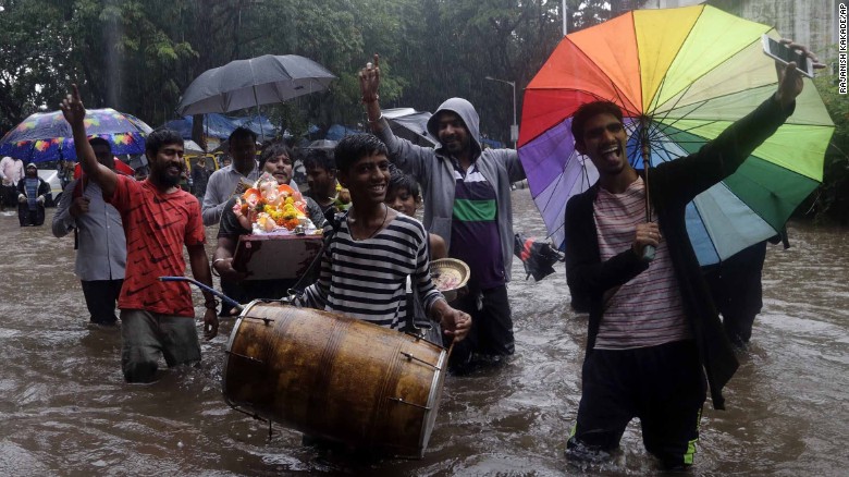 People continued with celebrations for Ganesh Chaturthi, a Hindu festival, in the city on Tuesday despite the persistent downpour.