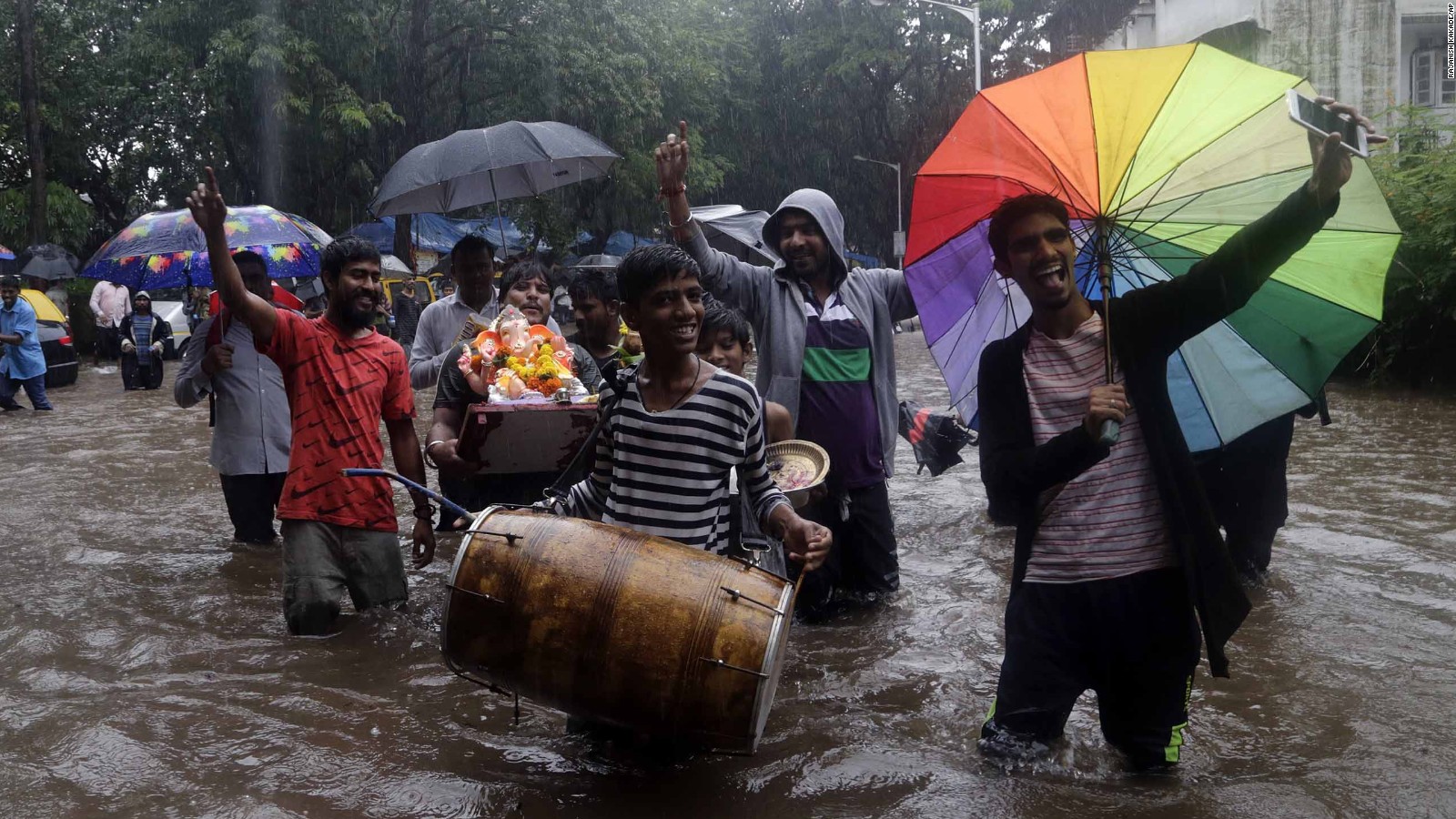 People continued with celebrations for Ganesh Chaturthi, a Hindu festival, in the city on Tuesday despite the persistent downpour.