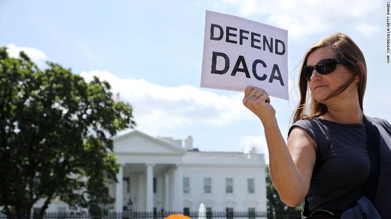 As a possible decision on DACA looms, a group of protesters supporting the program gathered in front of the White House Wednesday.  
