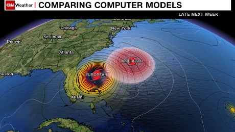 irma weather european hurricane vs models cnn computer american model hurricanes landfall florida days before modeling disaster powerful could next