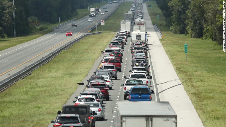 Traffic rolls at a crawl on the northbound lanes of the Florida's Turnpike near I-75 in Wildwood.