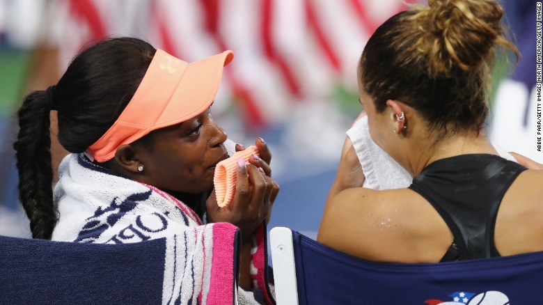 Stephens with Madison Keys after the match.