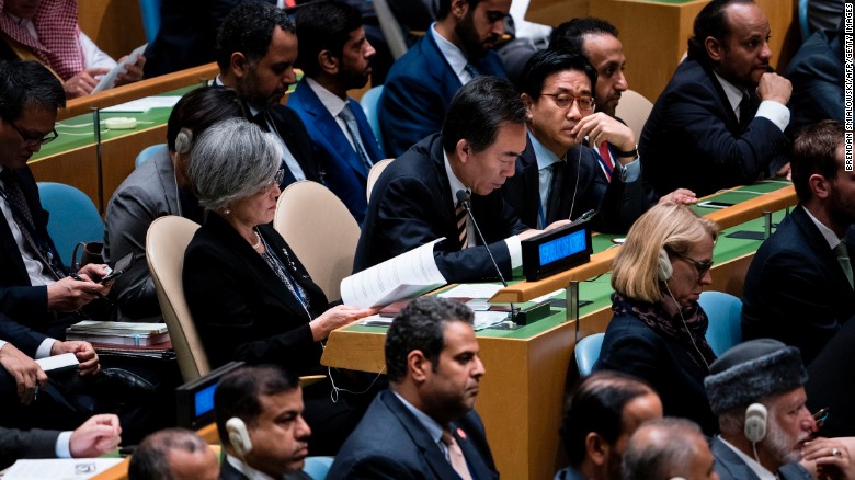 Delegates from South Korea at the UN on Tuesday.