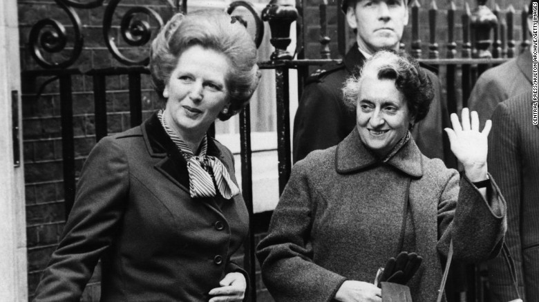 Indian Prime Minister Indira Gandhi meets British Conservative Prime Minister Margaret Thatcher during an official trip to London, March 22, 1982.