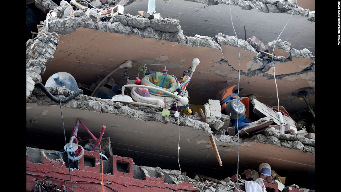 Children's toys are seen in a damaged building in Mexico City on September 20.