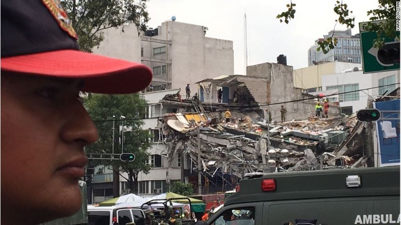 A rescue operation is underway Thursday at a collapsed building in Mexico City&#39;s Condesa section.